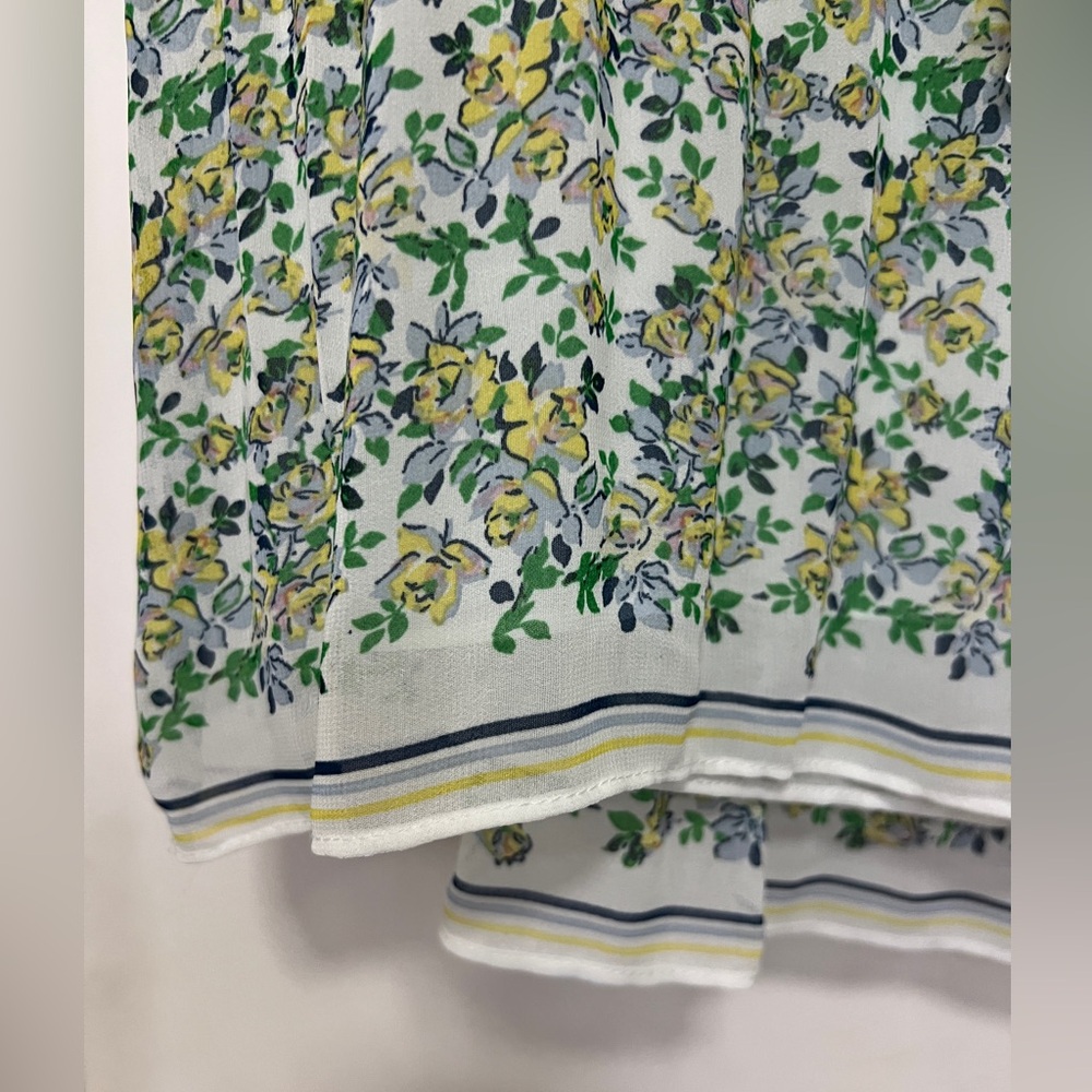 Max Studio Floral Green/Yellow Print Sleeveless Blouse, Size L - Picture 2 of 9